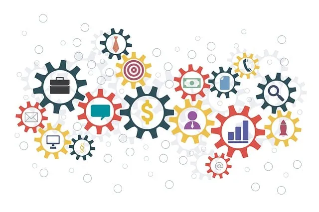 Illustration of interconnected gears representing automation