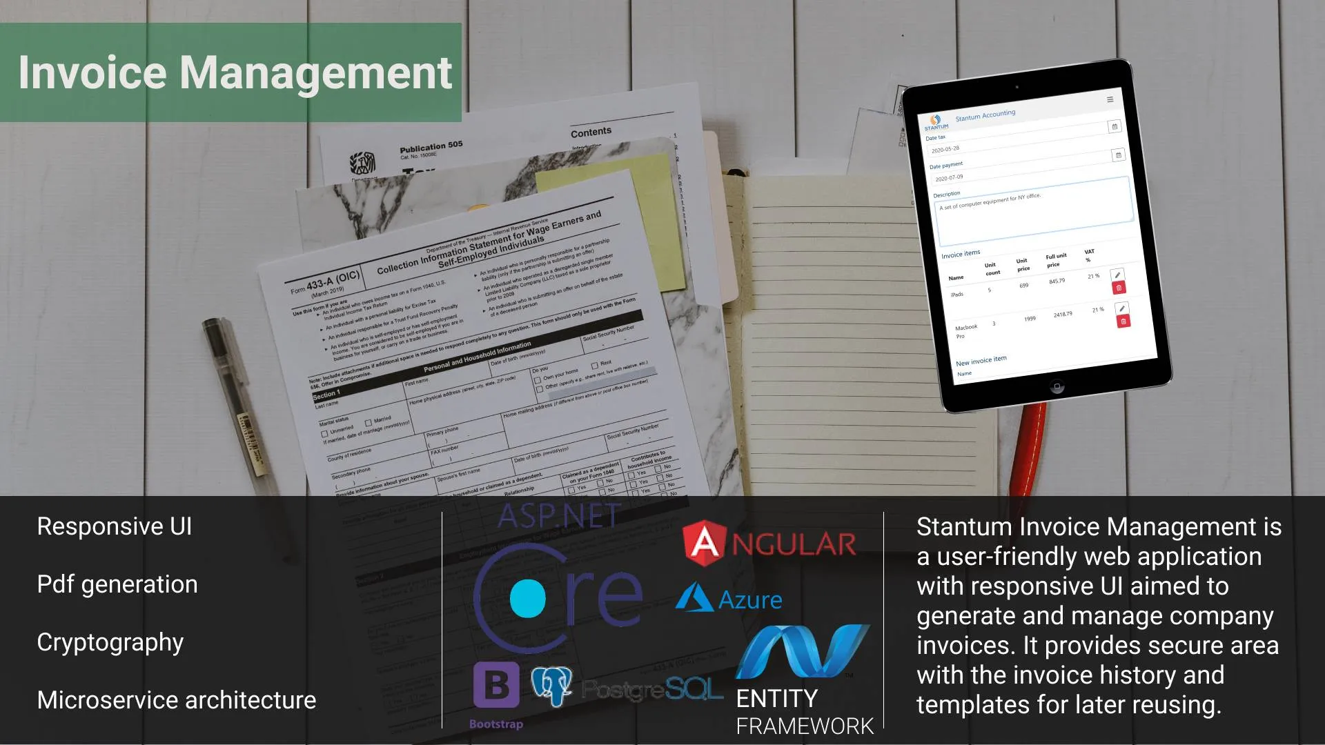 Invoice Management application interface