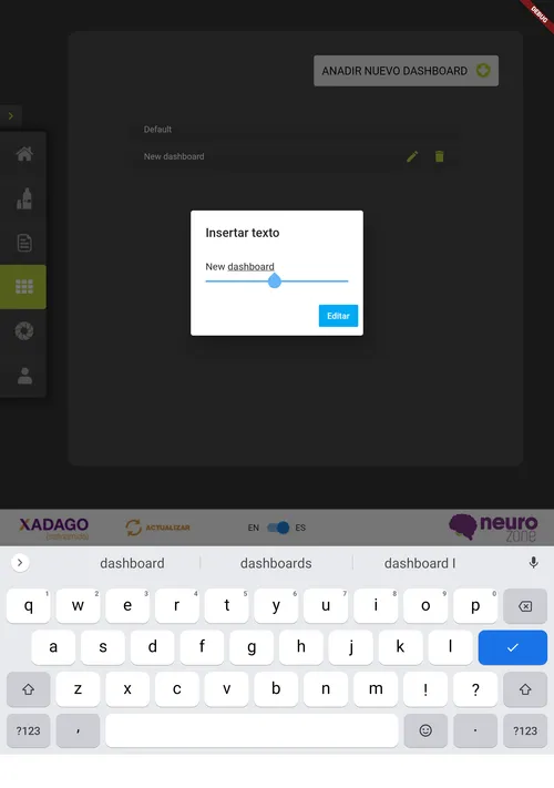 Equipment catalogue screen