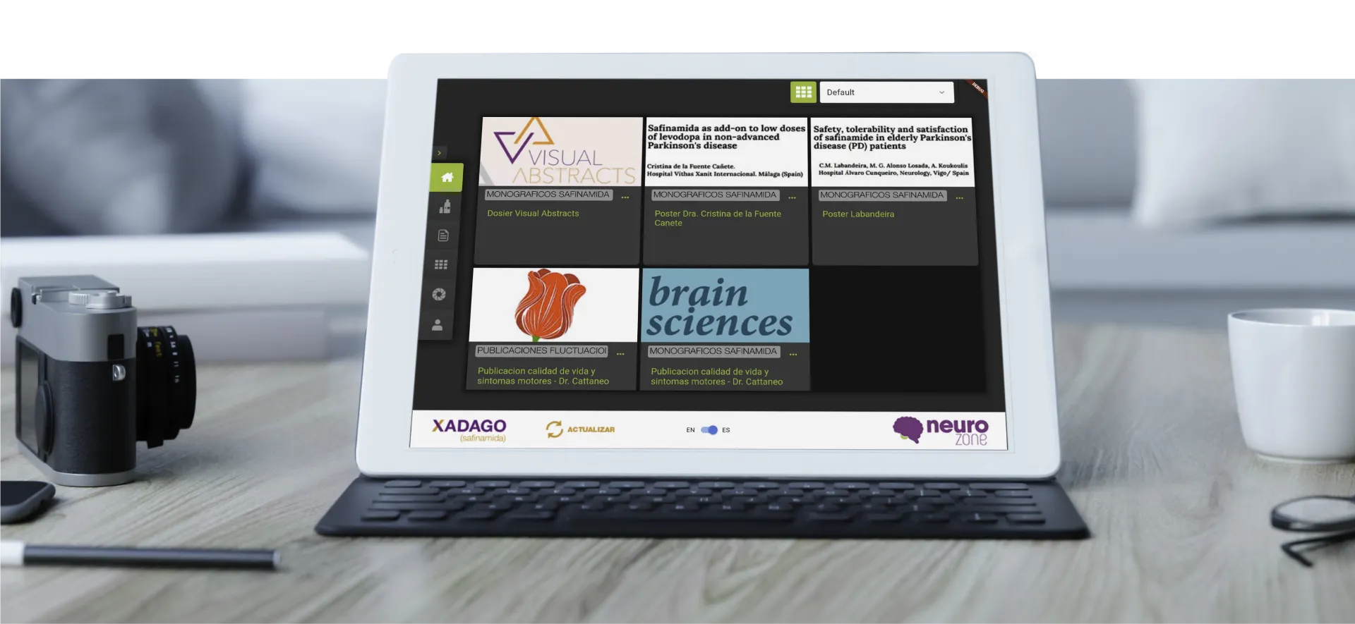 Medical equipment catalogue shown on a tablet